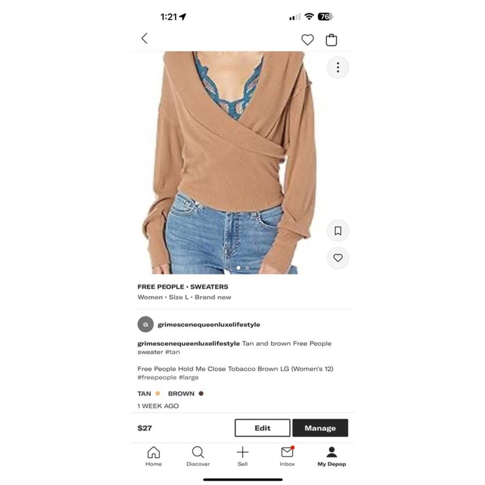 Women's Free People Sweater Size L Tan Brown NWT